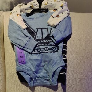 Carter's Blue and White Construction Bodysuit